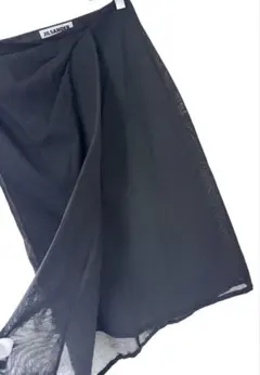 SALE! 【JIL SANDER 】シアー ラップスカート ブラック Sのサムネイル