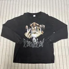 Eminem グラフィックプリント 長袖シャツ Lサイズ ブラック　ダメージ加工