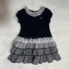 メゾピアノ☆フリル付き黒ワンピース 90