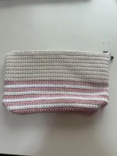 ポーチ ハンドメイド ファスナー マチあり おしゃれ 小物入れ 白 薄ピンク