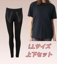 リライブシャツ 丸ネック & レディース リライブスパッツα 上下セット LL