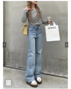 グレイル GRL cu136 ワイドセミフレアデニムパンツ　XS