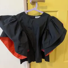 ZARA ボリュームスリーブ ブラウス ブラック S