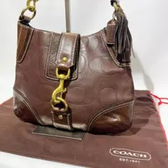coach ビンテージハンドバッグ　ショルダーバッグ　シグネチャー　レザー
