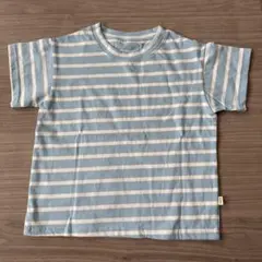 Aosta atelier 水色と白のストライプ Tシャツ