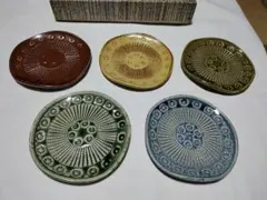 【未使用】美濃焼 寿山窯 三島模様 陶器皿 5枚セット 特撰陶器 共箱付きのサムネイル