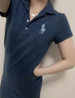 激レア♡ラルフローレン　ビッグポニー刺繍ポロシャツワンピース　ブルーネイビー