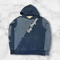 GAP メンズパーカー 00s バイカラー デニムインディゴ L Y2K