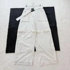 エミ【1】白 撥水2wayナイロンワークパンツ 微ストレッチ 薄手 ベルト 春夏のサムネイル