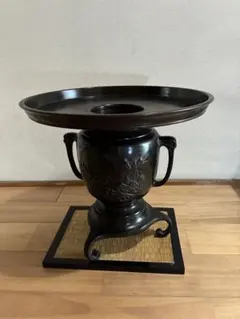 薄端 銅製 花器 龍虎図 華道具 生け花 花入 茶道具 重厚 アンティーク