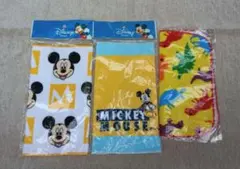 未使用 3枚セット ミッキーマウスミニタオル2枚&恐竜柄ミニタオル1枚