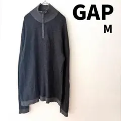 GAP ハーフジップ ニット ヘリンボーン柄 ダークグレー M 長袖のサムネイル