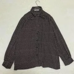 美品◆ボウタイシャツ(XL)ブラウス 2way リボン 総柄 個性的 ゆったり