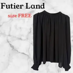 【Futier Land 】ブラック 長袖ブラウス ビジネス　シンプル　シック