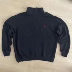 U.S. POLO ASSN. ブラック ハーフジップ トレーナー M