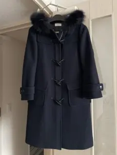 ネイビー ダッフルコート ファー付き