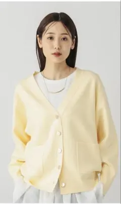 【新品】GLOBAL WORK スウェットライク　カーディガン　イエローLサイズ