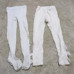 キッズタイツ ホワイト リボン フリル 100cm