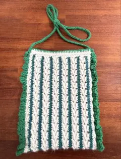 ストライプ ヘリンボーン スマホポシェット お散歩ショルダー