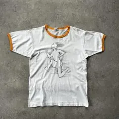 70s チャンピオン リンガーtシャツ USA製 M ホワイト×イエロー アート