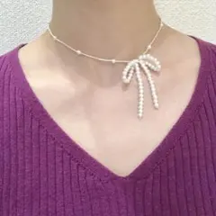 ハンドメイド　リボン　チョーカー　ネックレス　韓国　y2k バレエコア