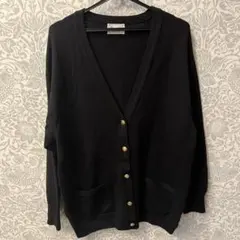 Harrods 黒 Vネック ニットカーディガン
