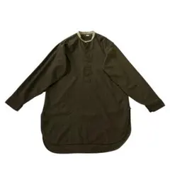 40s バンドカラー プルオーバー ウールシャツ カーキ マチ付き