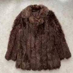 デミバフミンク　毛皮 コート　横段 デザイン　ゆったり　毛並み良好　リアルファー 美品 デミバフミンク リアルファーコート Lサイズ相当 本毛皮
