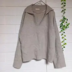 GU　スキッパーニットセーターS　アイボリー