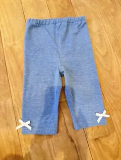 petit main リボン付きレギンス　ライトブルー　パンツ 90 7部丈