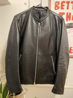 ブラックレザーシングルライダースジャケット