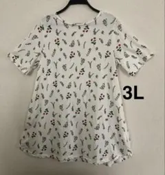 【美品】scroll スクロール　チュニックTシャツ 半袖 3L Aライン 花柄のサムネイル