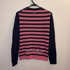 ネイビー 長袖セーター ストライプ　ZOY