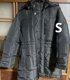 ダークグレー ダウンコート フード付き　S