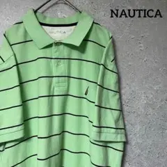 NAUTICA ノーティカ ポロシャツ 半袖 ボーダー 刺繍 ゆるダボ XL