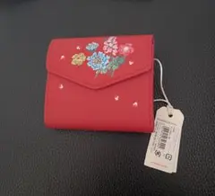 Cath Kidston 赤い花柄三つ折り財布