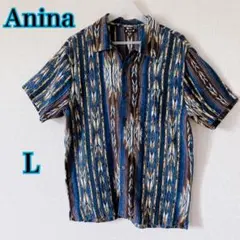 Amina アミナ 半袖シャツ ネイティブ柄 総柄 MADE IN INDIAのサムネイル