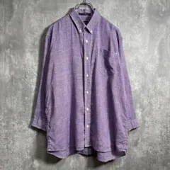 【美品】Eddie Bauer｜エディーバウアー，千鳥柄，麻リネン，七分袖シャツのサムネイル