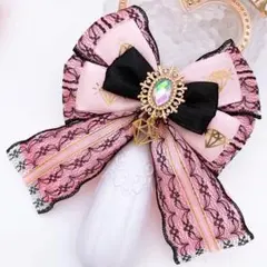 キンブレリボン　ペンライトリボン　カラット柄×レース ピンク☆ハンドメイド