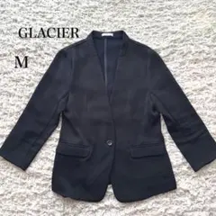 GLACIER グラシア　ノーカラー　ジャケット　M ネイビー