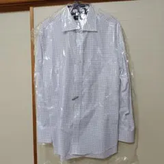 美品NEWYORKER ホワイトチェック 長袖シャツ