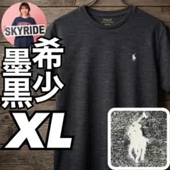 希少 XL 00s ポロラルフローレン ポニー刺繍Tシャツ 杢ブラック ゆるだぼ