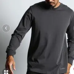 ダファーベーシックワンポイントロングスリーブTシャツＬチャコールグレー