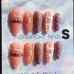 【S-156】ピンクラメと紫のネイルチップꕤSサイズ