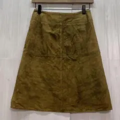 ペイトンプレイス　豚革Aライン切り替えスカート　ひざ丈　9号