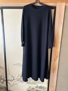 無印良品　ワンピース　ロング　マキシ　カットソー　スウェット　黒　ブラック　長袖