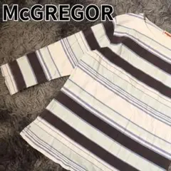 McGREGOR シャツ ボーダー 七分袖 書 ショルダーボタン ホワイト L