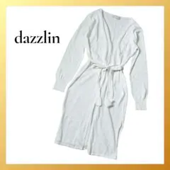 ダズリン ロングカーディガン ウエストリボン 白 Free 上品 体型カバー春夏