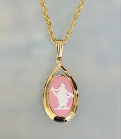 【美品】ウェッジウッド ピンク ジャスパー カメオ ネックレス 44cmのサムネイル