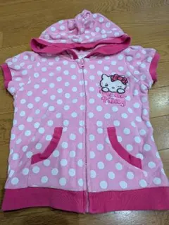 ハローキティ 水玉パーカー フード付き　半袖　usj 110cm